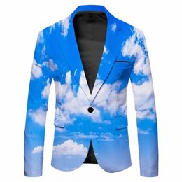 hoo 2024 Blazer d'impression numérique 3D White Cloud pour hommes Youth Fi Plus Size Blazers de loisirs Z2zl #