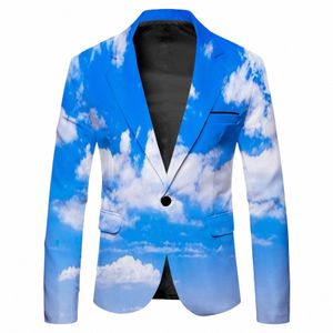 hoo 2024 Blazer d'impression numérique 3D White Cloud pour hommes Youth Fi Plus Size Blazers de loisirs Z2zl #