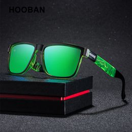 HOOBAN nouveau sport lunettes de soleil polarisées hommes femmes mode carré mâle lunettes de soleil élégant été bleu vert nuances lunettes UV400