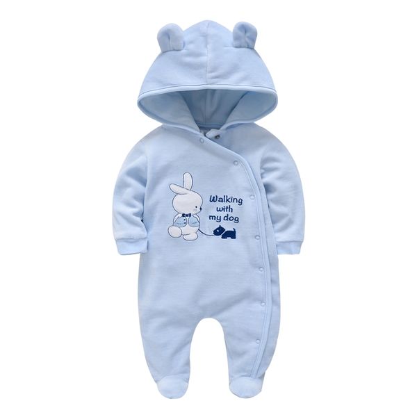 Sweat à capuche bébé garçon barboteuse né naissance cadeau manches longues garder wam lapin broderie vêtements roupa infantil 210816