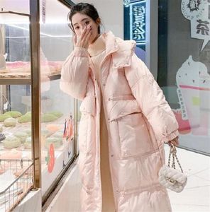 Coton coton coton vêtements moyen et long 2021 coréen lâche épaissie sur le genou femmes039 manteau marée nette red259y9934601