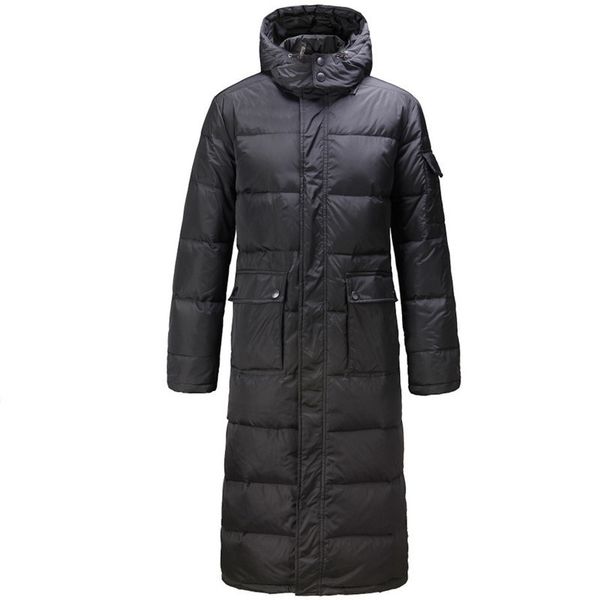 Capuche Extra Long 90% Duvet De Canard Pardessus Hommes Casual Noir Outwear Vers Le Bas Vestes Mâle Épais Vers Le Bas Manteau De Mode Puffer Veste JK-784 T200907