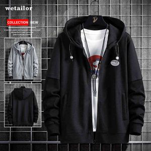 Veste à capuche pour hommes Zipper Harajuku à manches longues Campus Manteaux Printemps / automne Casual Fashion Slim Fit Outerwear