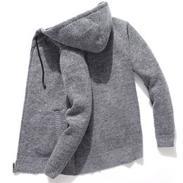 Hooded Tricoté Homme Pull Polaire Cardigan Surdimensionné Hommes Pull Hiver Casual Solide Hoodies Pull Homme Tricoté Hommes Manteaux 201221