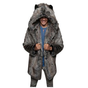 Manteau chaud et épais à capuche en fausse fourrure pour homme, veste d'hiver à la mode, vêtement d'extérieur Parka, Cardigan, pardessus, Jaqueta Masculino Couro, 2021