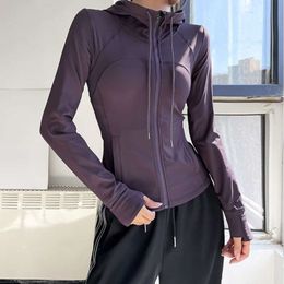 Con capucha Slim Fit Breatable Runper Fitness Jacket Sports Top de manga larga Autumn/Invierno Casual de yoga de yoga de yoga