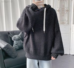 Hooded Sweater Men Pullover gebreide trui oversized trui streetwear Koreaanse mode streetwear los fit lange mouw shirts l25254289