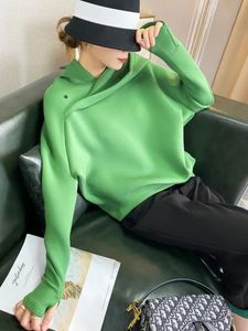 Tops met capuchon Groene effen sweatshirts voor vrouwen jaren 90 Vintage dikke hoodies en katoen M jaren 2000 E Vrouwelijke kleding 240301