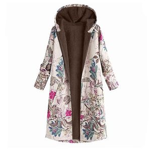 Hooded Rits katoenen gewatteerde jas afdrukken pluche vrouwen herfst en winter tops qm * 2111104