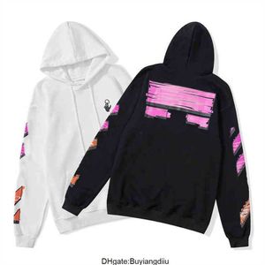 Hoodie %60 korting op stijloffs Trendy mode-sweater Heren en dames Painted Arrow Crow Stripe Pullover Hoodies Zwart Wit Q18V