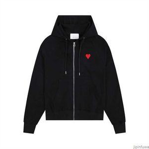 Sweat à capuche Amis Amiparis Am i Paris Pull à capuche Pull à capuche Hommes Femmes Sweat-shirts décontractés Petit Jacquard Coeur Heart Love Pattern Full Zipper Cardigan Jumper s 5mkl