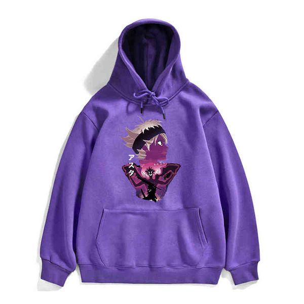 Sweat à capuche noir trèfle dessin animé impression japon Anime hommes sweats à capuche rue célèbre marque hommes sweats polaire mode pull pour hommes H1218