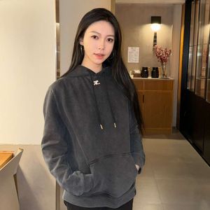 Sudadera con capucha Courreges Shenzhen Nanyou Edición alta SS Principios de primavera Nuevas letras bordadas en negro y gris para hombres y mujeres Ropa de mujer