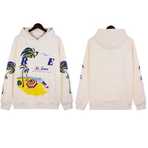 Sudadera con capucha Diseñador Rhude Moda para hombre Calle Hip Hop Letra Alto Peso Terry Tela Para mujer Algodón Impresión Casual Tendencia Super Dalian A1 I6M7