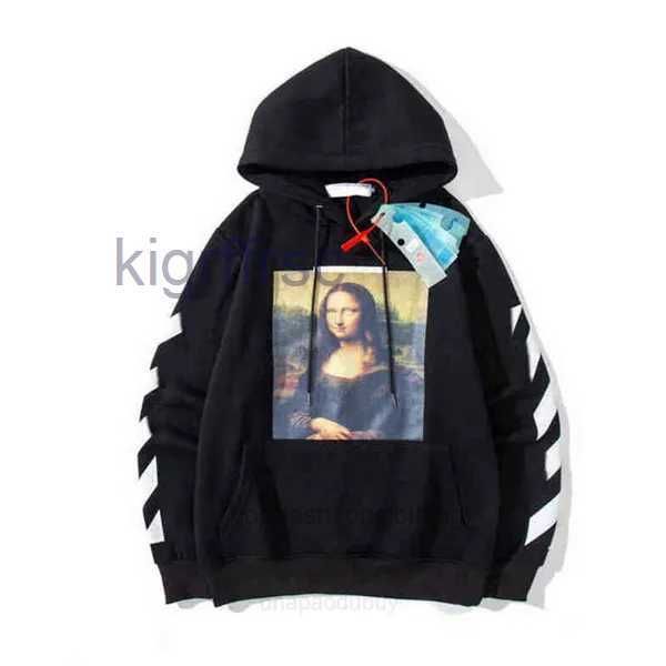 Sweat à capuche de luxe Mens Mens Fashion Mona Lisa Print Finger Print Sweatshirt à capuche Brand Ow