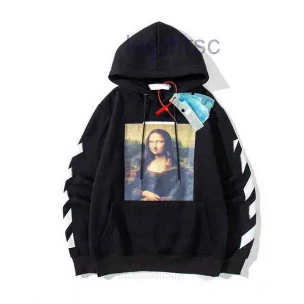 Sweat à capuche de luxe Mens Mens Fashion Mona Lisa Print Finger Print Sweatshirt à capuche surdimension