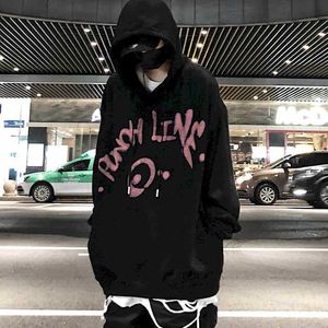 Hoodie Mannen Shirt Gothic Style Dark Graffiti High Street Hooded Sweatshirt Mannelijke Cross Print Niche Hip-Hop Luie Mode Top 210526