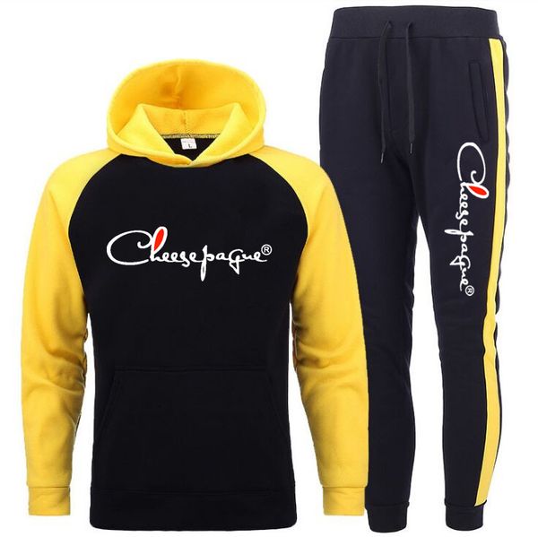 Sweat à capuche hommes/femmes fourrure à l'intérieur survêtement manteau sweats pantalons de survêtement costume automne hiver chaud épais hommes pull à capuche marque LOGO imprimer