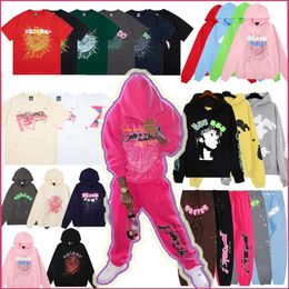 Hoodie Men Femmes T-shirt mousse Impression Spider Web Graphic Pinkshirts Y2K Pullovers Pant S-XL Tracksuits Suitts Brands