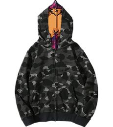 Sweat à capuche Hommes Bapes Designer Sweats à capuche Shark Polaires réfléchissantes Femmes Sweatshirts Pulls à capuche surdimensionné Couleur Camo Large Zip complet Double Cap Hoodys HH8R