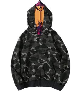 Hoodie Heren Bapes Designer Hoodies Shark Reflecterende Fleeces Dames Sweatshirts Truien Hoody Oversized Kleur Camo Brede Volledige Rits Dubbele Cap Hoodys Hh8r