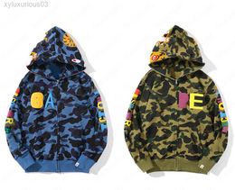 Hoodie heren hoogwaardige Japanse tij merk aap-man hoofdhaaien joint tijgerschuim letter camouflage trui ritsjack