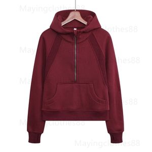 Hoodie Scuba Dames Yogakleding Herfst Winter Dikke fleecejas met lange mouwen Halve ritssluiting Volledige ritssluiting Sport Pullover Damesvest Sweatshirt Uz9g P6U4