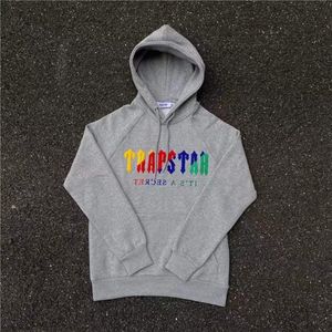 Hoodie Trapstar Full Tracksuit Rainbow Towel Brodemery Decoding Caponds Sportswear Men and Women Sportswear Suit Contrôle Tableau de fermeture éclair Taille x 258i