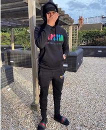 sweat à capuche Trapstar survêtement complet serviettes arc-en-ciel broderie décodage vêtements de sport à capuche hommes et femmes costume pantalon à fermeture éclair Taille XL