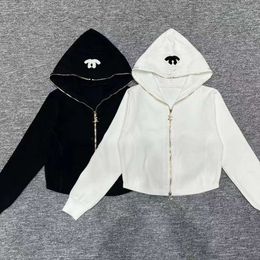 hoodie dames designer jas damesmode high street geborduurde grafische letterprint rits jas casual losse korte effen kleur vest jas