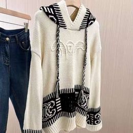 hoodie dames designer trui dames mode klassiek borduurpatroon sweater met capuchon casual los gebreide top pullover gebreide kleding