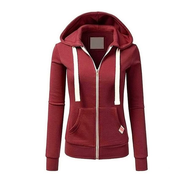 Sudadera con capucha Zip Up Sudadera con capucha Vino Rojo Casual Ropa deportiva Moda coreana Sudadera Primavera Otoño Con capucha JD371 211224