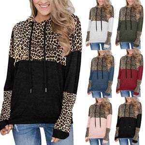 Hoodies 2022 Europese en Amerikaanse dames luipaardprint lange mouwen pullover Hooded losse trui