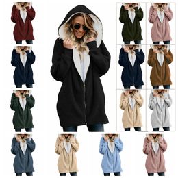 Sweats à capuche automne et hiver agneau cheveux fermeture éclair cardigan veste chaude pull en peluche soutien lot mixte