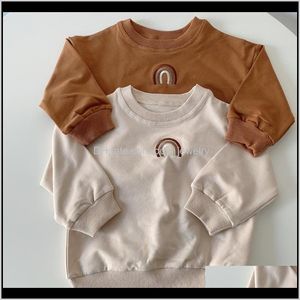 Hoodies kleding baby moederschap drop levering 2021 herfst peuter meisjes jongens sweatshirts tops kinderen lange mouw regenboog t-shirt sweatshirt