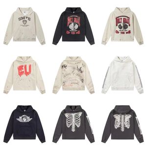 Sudaderas con capucha Sudadera con capucha de diseñador Sudadera de espuma vintage Estampado personalizado Tela de rizo Bordado Cordón suelto Gráfico de High Street desgastado