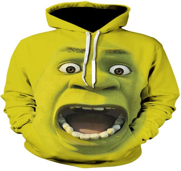 Hoodies Designer Men039 Fashion Shrek Shirt Funny Hoodie Hip Hop Streetwear 3D Print Swetshirts Hip Hop Swag Style4228891