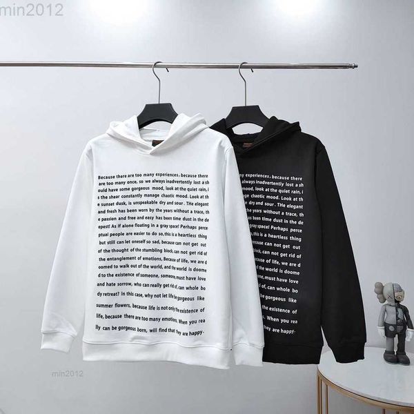 Sweats à capuche Sweatshirts de créateurs Tagore Poésie Imprimer Automne Pull Hommes et Femmes Marque De Mode Pur Coton À Capuche Lâche