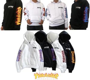 Hoodies voor mannen en vrouwen katoen klassieke arm vlam letter capuchon sweater mode plus fluweel casual hiphop pullover fabriek Direc3936097