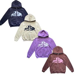 Sudaderas con capucha para mujer Sudaderas con capucha con estampado de letras de estrellas Y2K Otoño Retro Manga larga Sudaderas de gran tamaño Hombre Harajuku Hip-hop Chaquetas con capucha y cremallera