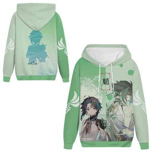 Hoodies Jeu Genshin Impact Xiao Anime 3D Femmes Hommes À Manches Longues Mode Sweat Unisexe Cosplay Surdimensionné Garçons Filles À Capuche Y220713