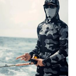 Hoodies Gear Men Fishing Long Sleeve Hooded Shirts Blusas Para Pesca Performance Apparel Camisa De Uv Manga Longa 240428