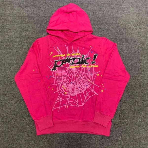 Hoodies Graphic Sp5der Young Thug 555 Spider Soodie Men Women Foam Print Web Swevers Pink Swevers Men de gran tamaño para hombres y mujeres con capucha