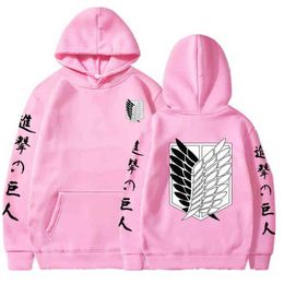 Sweats à capuche Sweat à capuche Attaque sur Titan Drôle Anime Harajuku Dessin animé Shingeki No Kyojin Graphique Mode Hiver Sweat-shirt à manches longues Femmes G1019