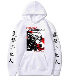 Sweats à capuche Sweat à capuche Saison Attaque sur Titan Imprimer Hommes Sweat-shirt Mikasa Ackerman Streetwear Pull à capuche Y0804