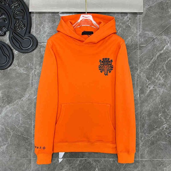 Sweats à capuche Sweats à capuche le magasin phare du site officiel Chaopai Fucluoxin Ch Limited au véritable sweat à capuche imprimé épée en rotin à fleurs orange