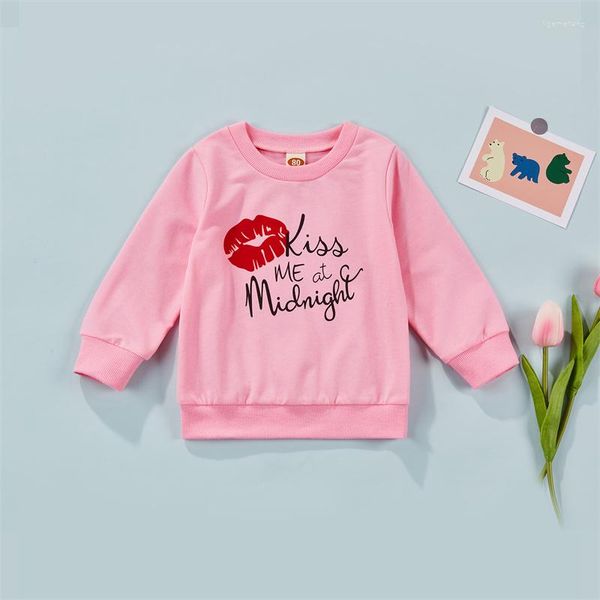 Sudaderas con capucha para niños, sudadera informal con estampado de letras, jersey de manga larga con cuello redondo, Tops sueltos para primavera y otoño para niñas de 1 a 5 años