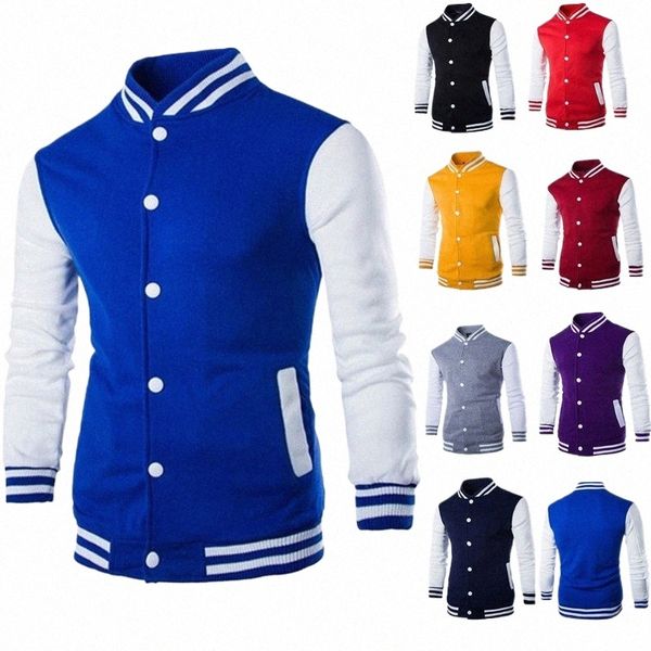 Sudaderas con capucha Hombres / Niño Chaqueta de béisbol Hombres Fi Diseño Vino Rojo Hombre Slim Fit College Varsity Chaqueta Hombres Harajuku Sudadera W3JJ #