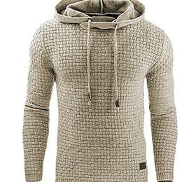 Sudaderas con capucha de los hombres de la marca masculina de manga larga de color sólido enrejado sudadera con capucha para hombre chándal sudadera con capucha ropa deportiva informal 201130