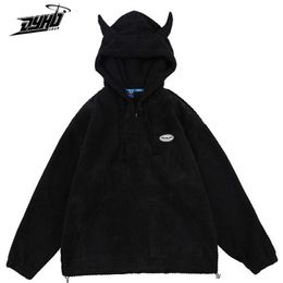 Hoodies Hommes Twist Tricot Démon Cornes Solide Couleur Zipper Manteaux Doux Confortable Hipster Tops Hip Hop Lâche Casual Streetwear 2022 NOUVEAU Y2211